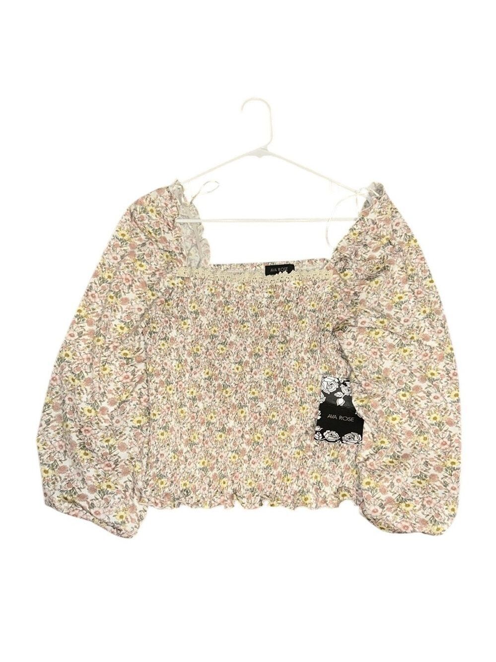 NWT Ava Rose Floral Boho Smocked Long Sleeve Floral XL
